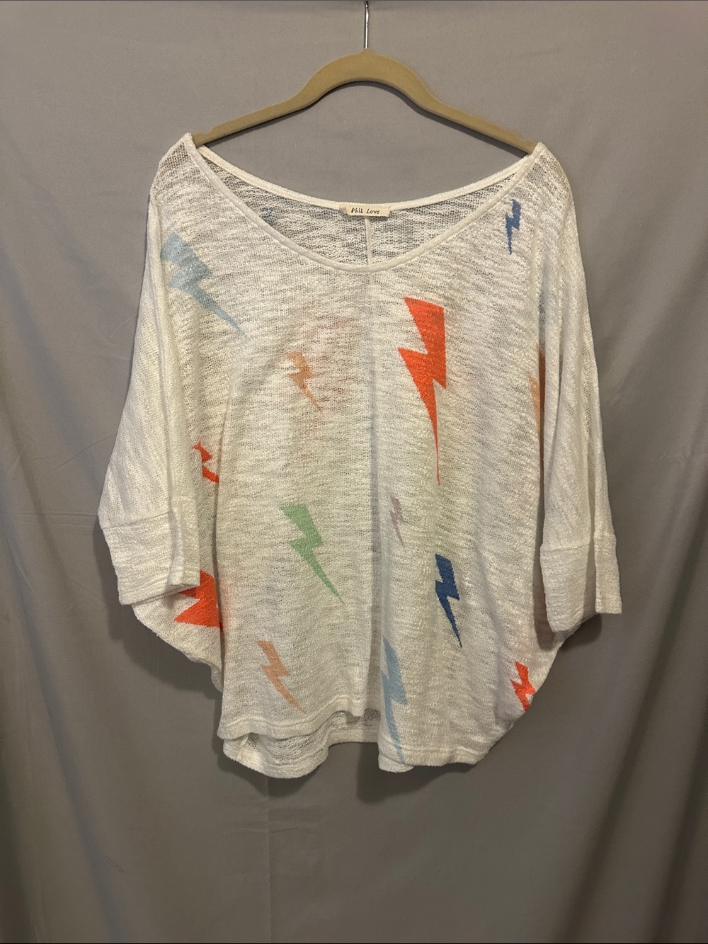White Lightweight Lightning Bolt Pullover Sweatshirt